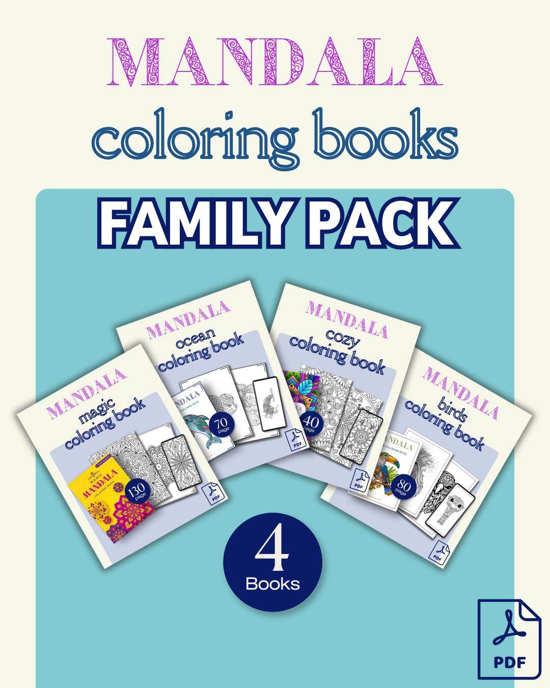 Mandala Coloring Books (FAMILY PACK) - CocoWio